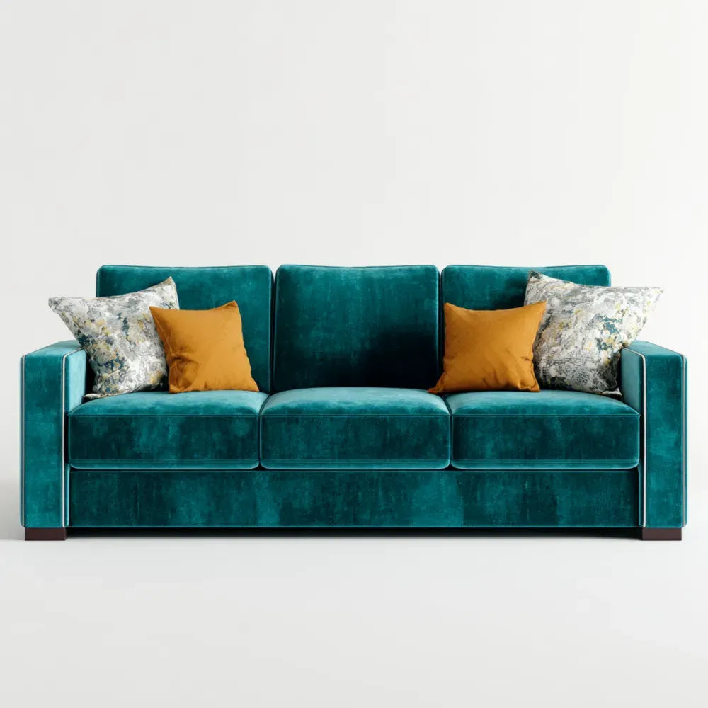 3-Seater Velvet Sofa 200x90x85 cm - Teal - Modern Design