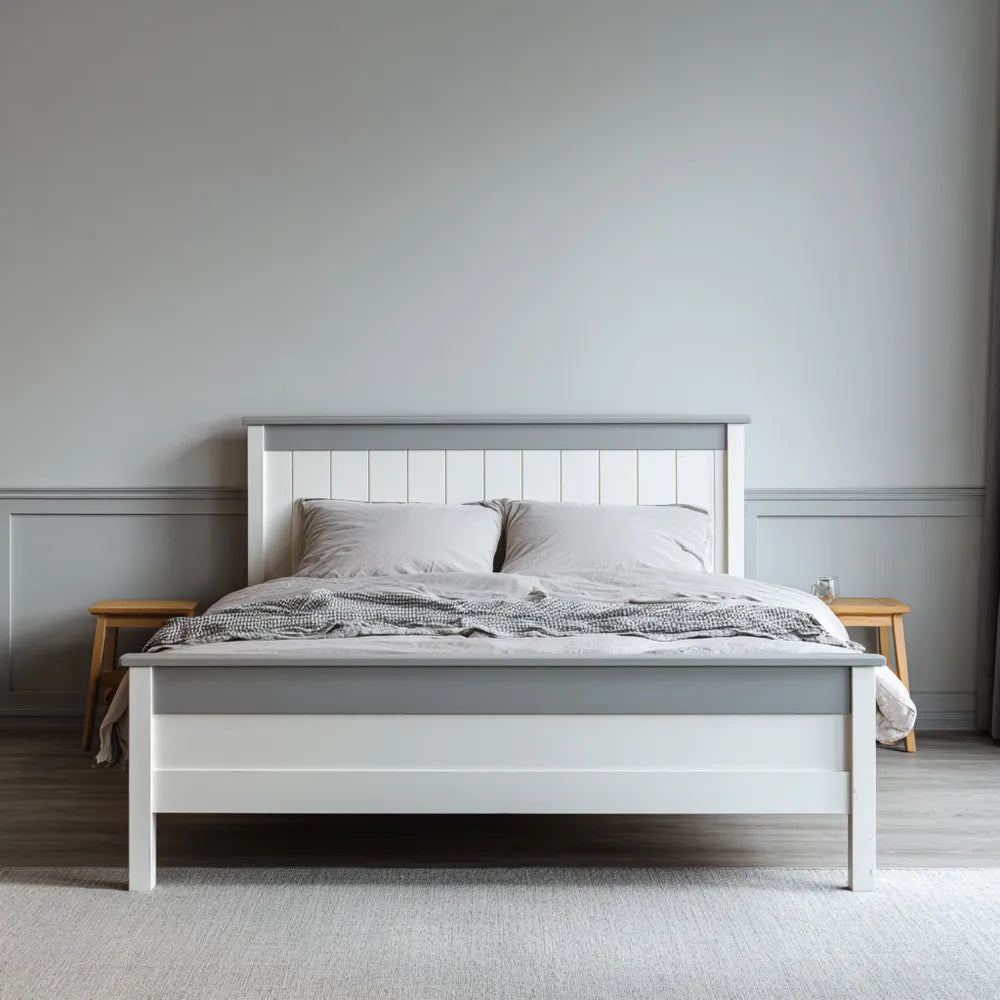 Double Bed - Wood 200x150x100 cm - White - Classic Design